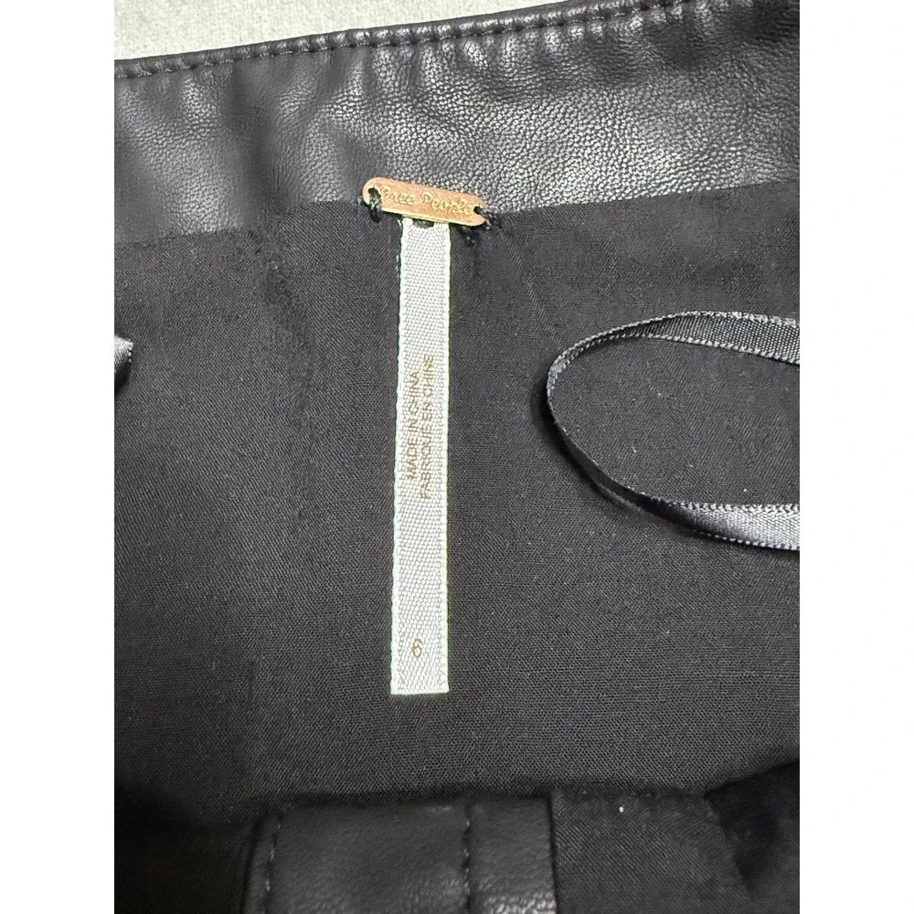 Free People Faux Leather Snap Front Skirt Black‎ NWT Size 6